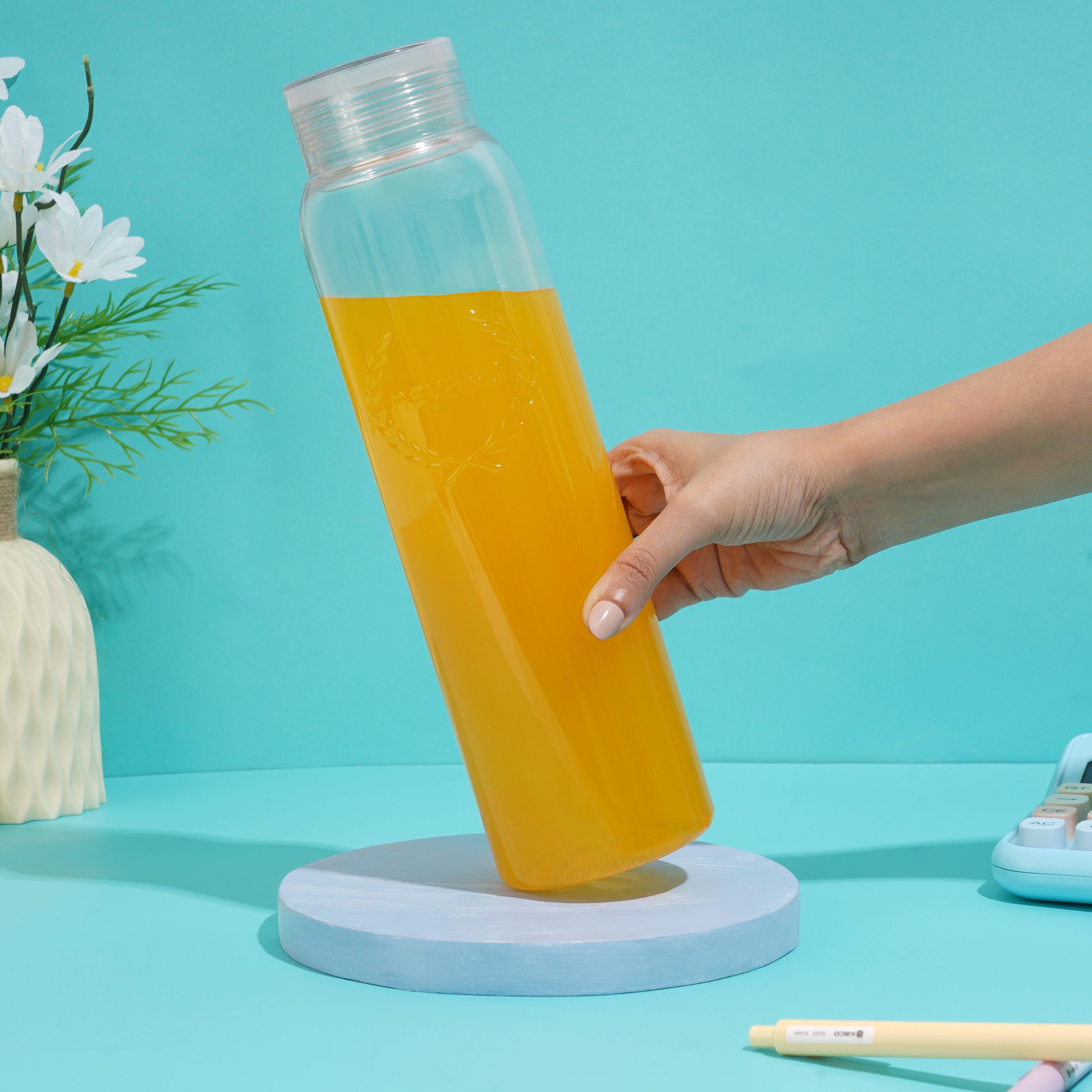 Clarity Plastic Water Bottle, 1000 ml Clear / Set of 6