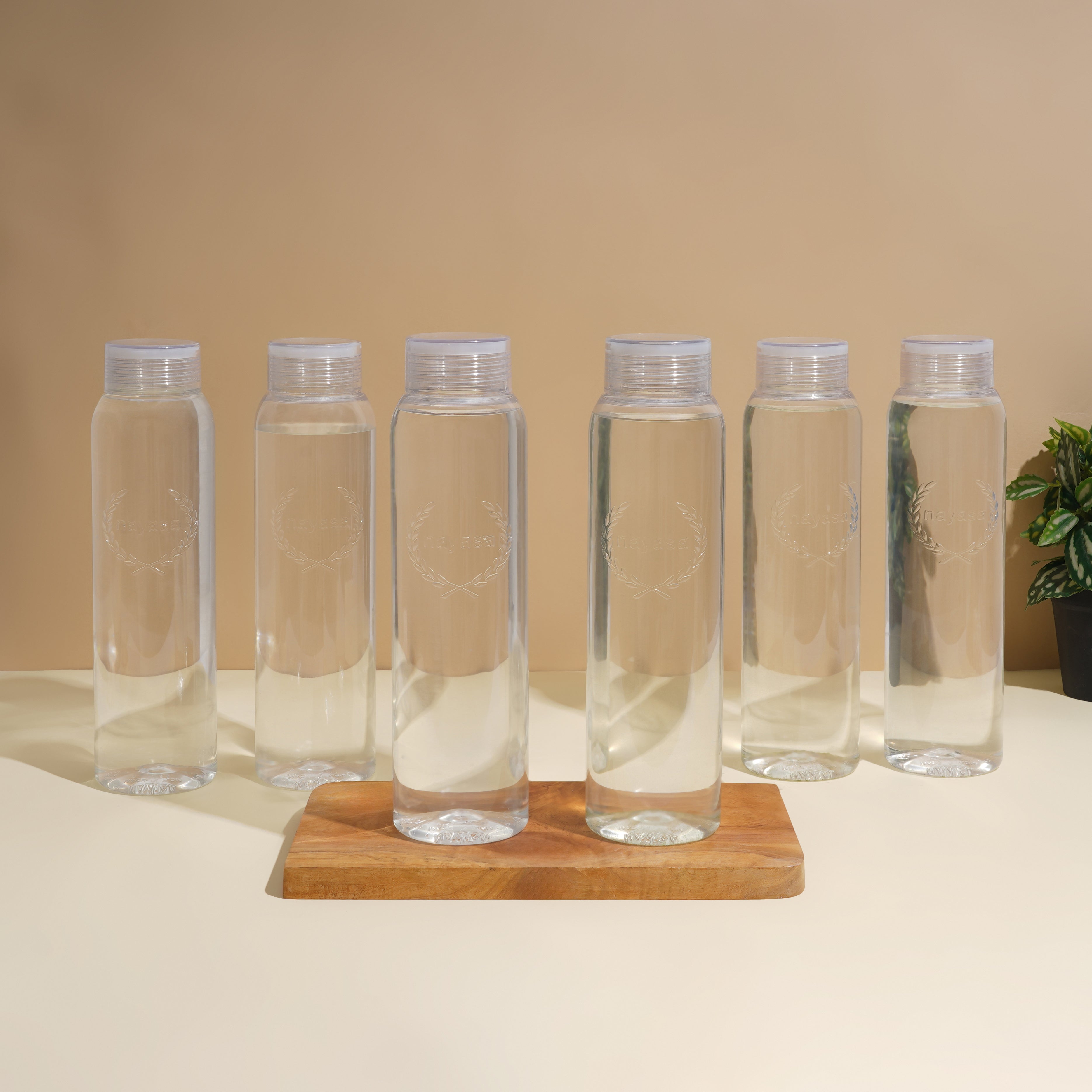 Clarity Plastic Water Bottle, 1000 ml Clear / Set of 6