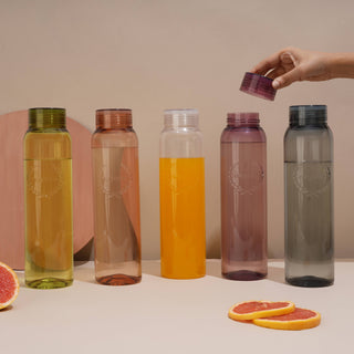 Clarity Plastic Water Bottle, 1000 ml Multicolor / Set of 3