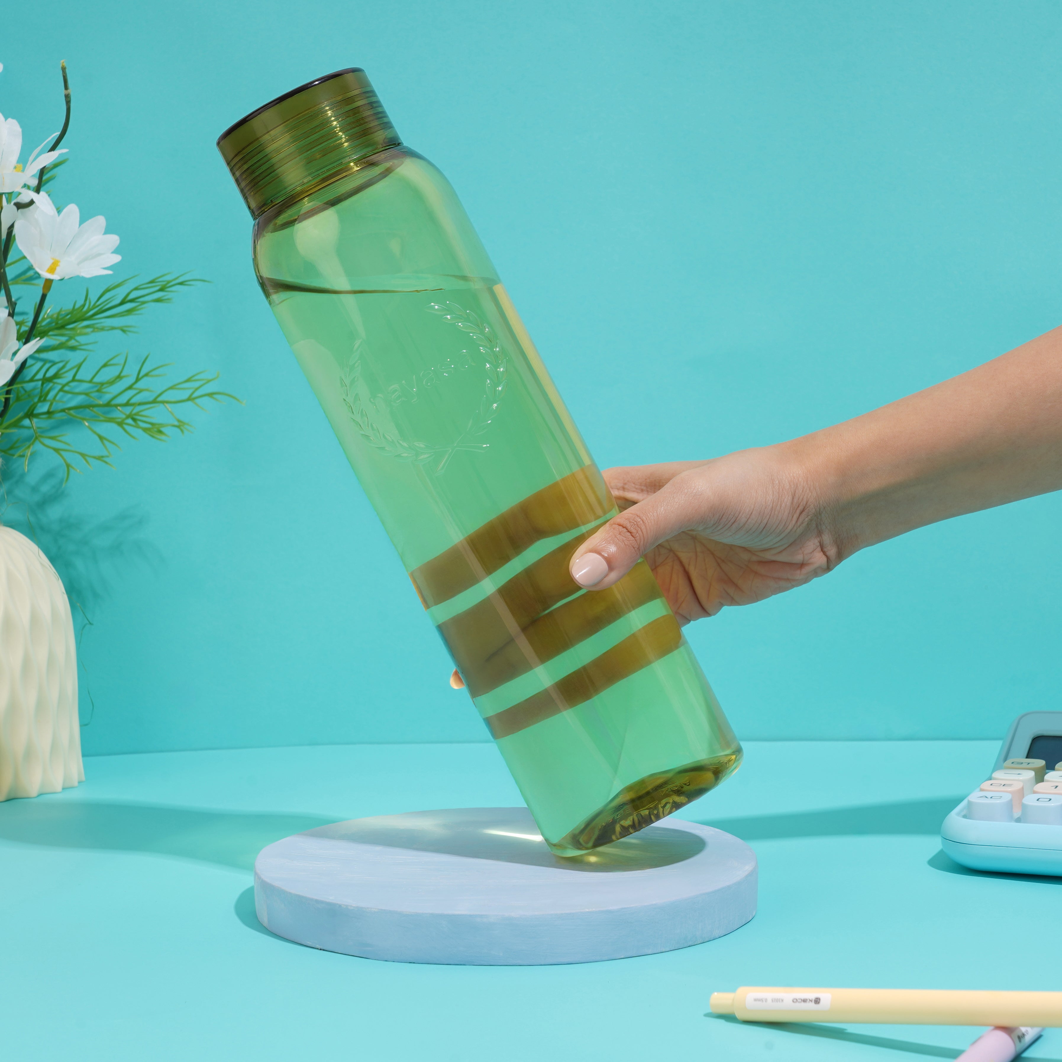 Clarity Plastic Water Bottle, 1000 ml Multicolor / Set of 3