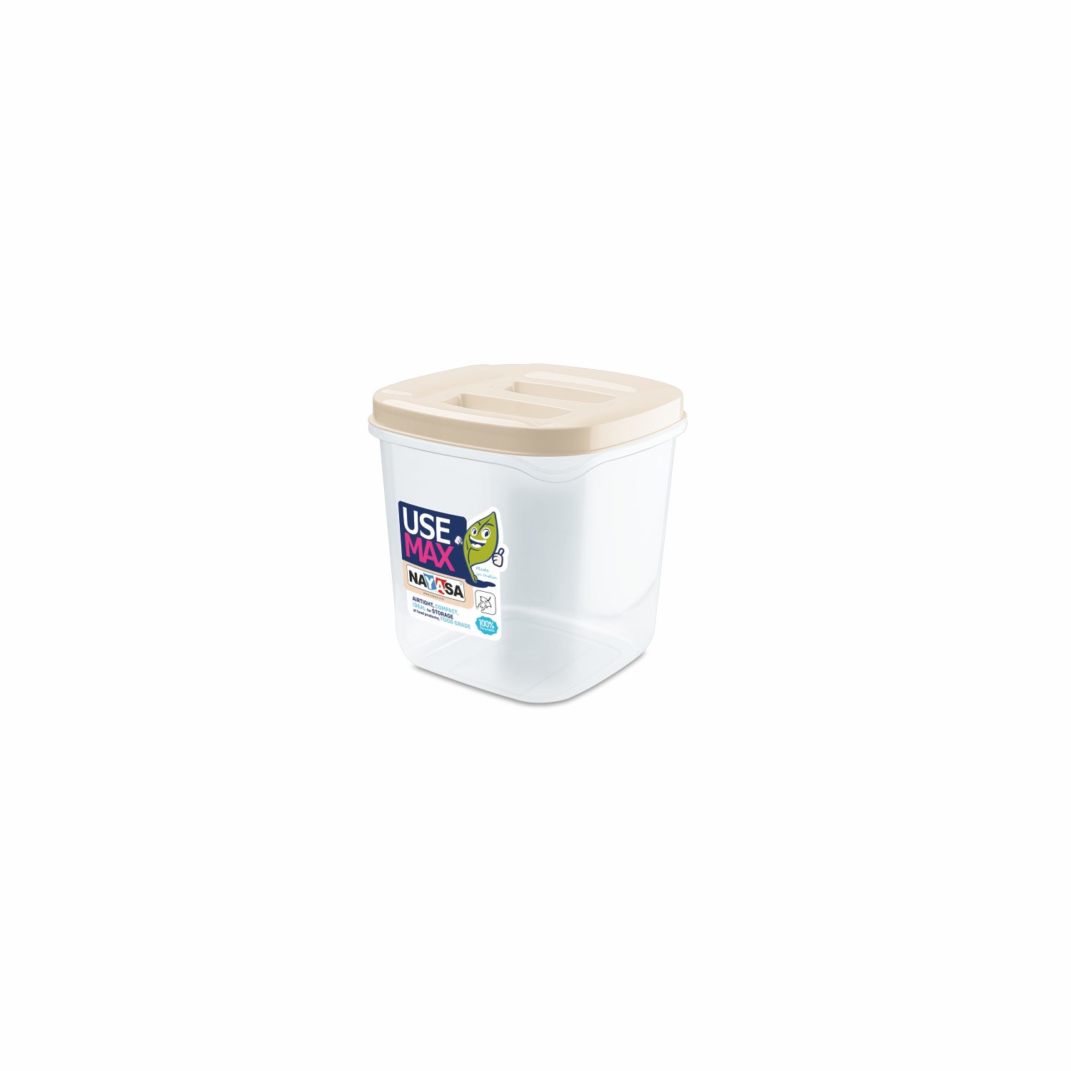 Use Max Food Storage Container, Set of 3 Beige / 1500 ml