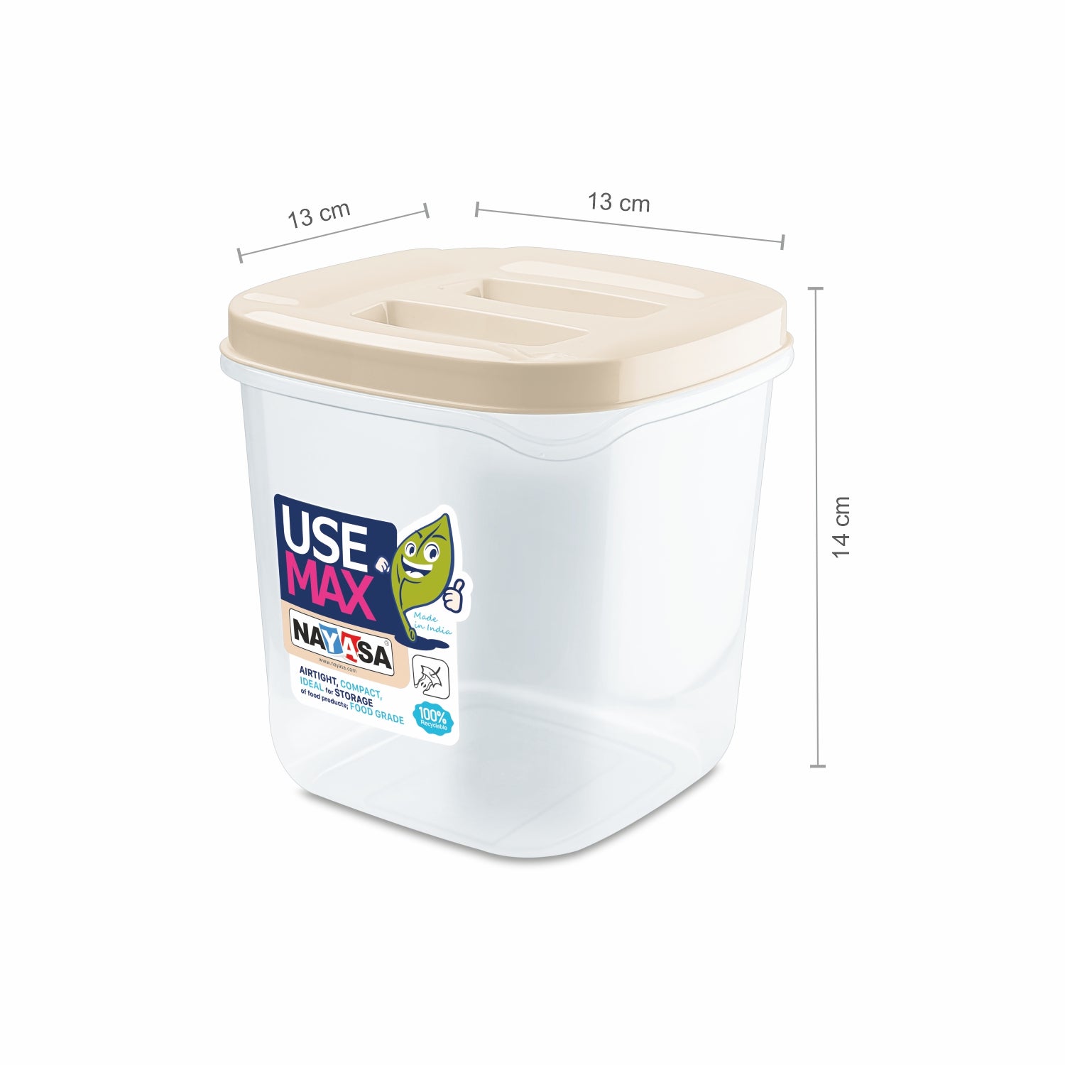 Use Max Food Storage Container, Set of 3 Beige / 1500 ml