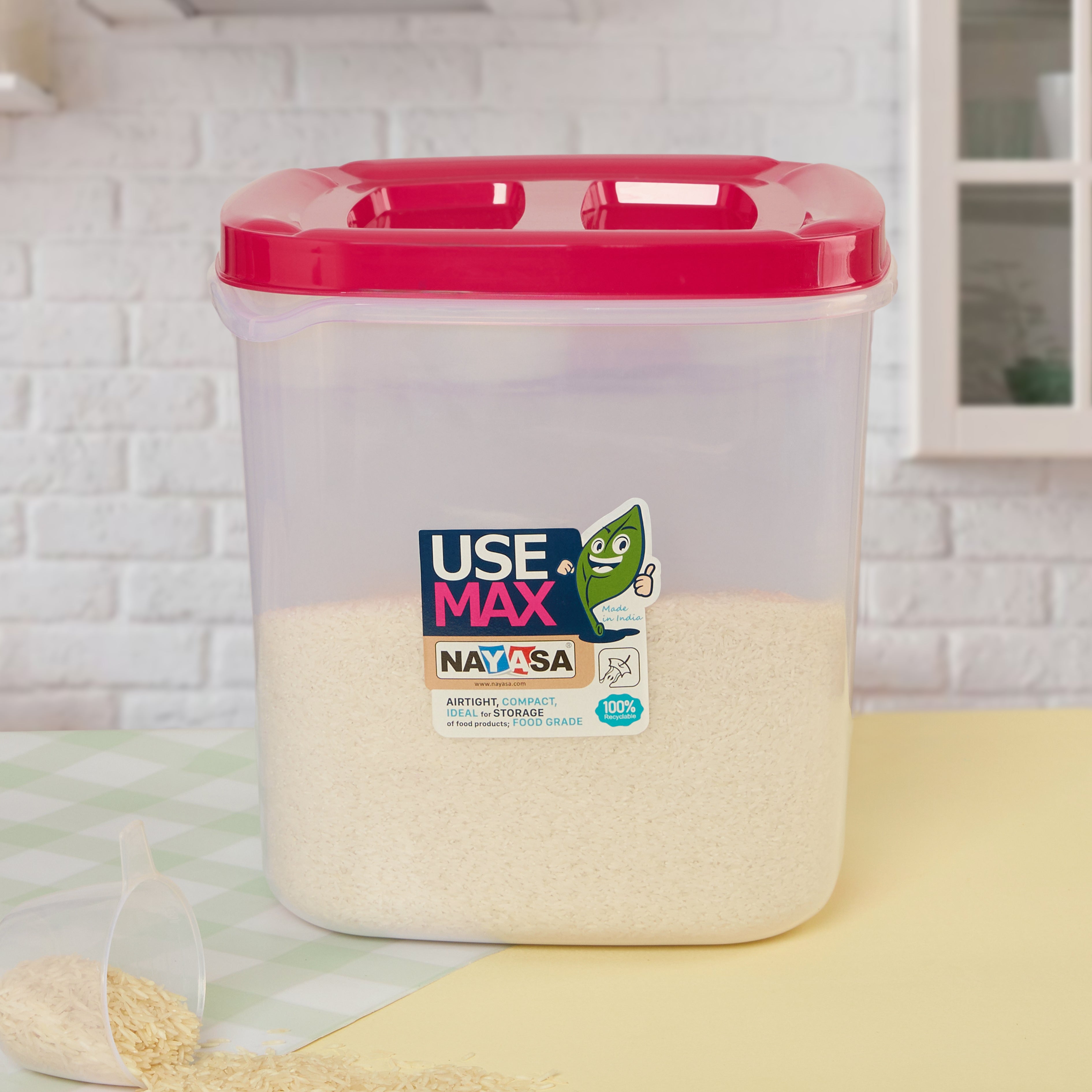 Use Max Food Storage Container, Set of 3 Pink / Combo ( 5 Ltr + 7.5 Ltr + 10 Ltr )