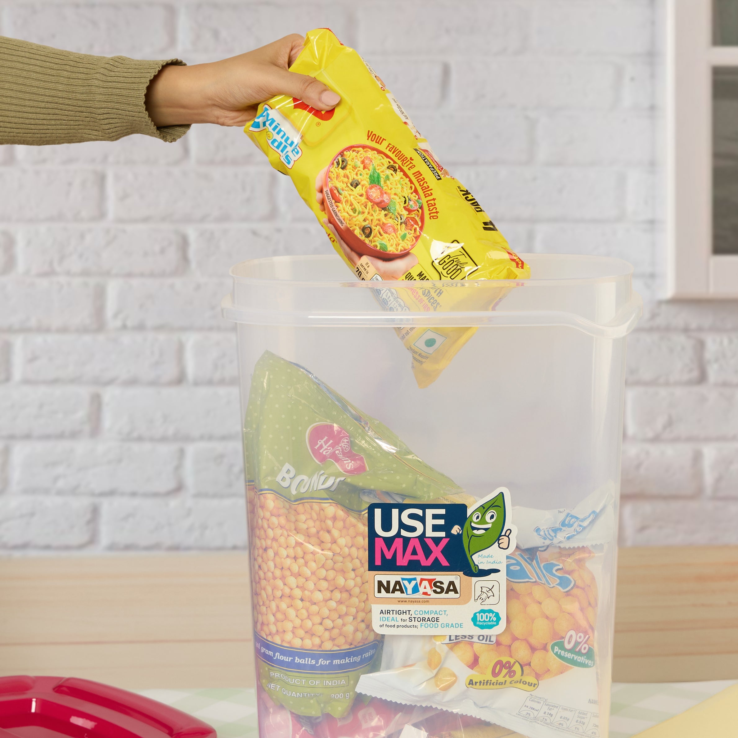 Use Max Food Storage Container, Set of 3 Pink / Combo ( 5 Ltr + 7.5 Ltr + 10 Ltr )