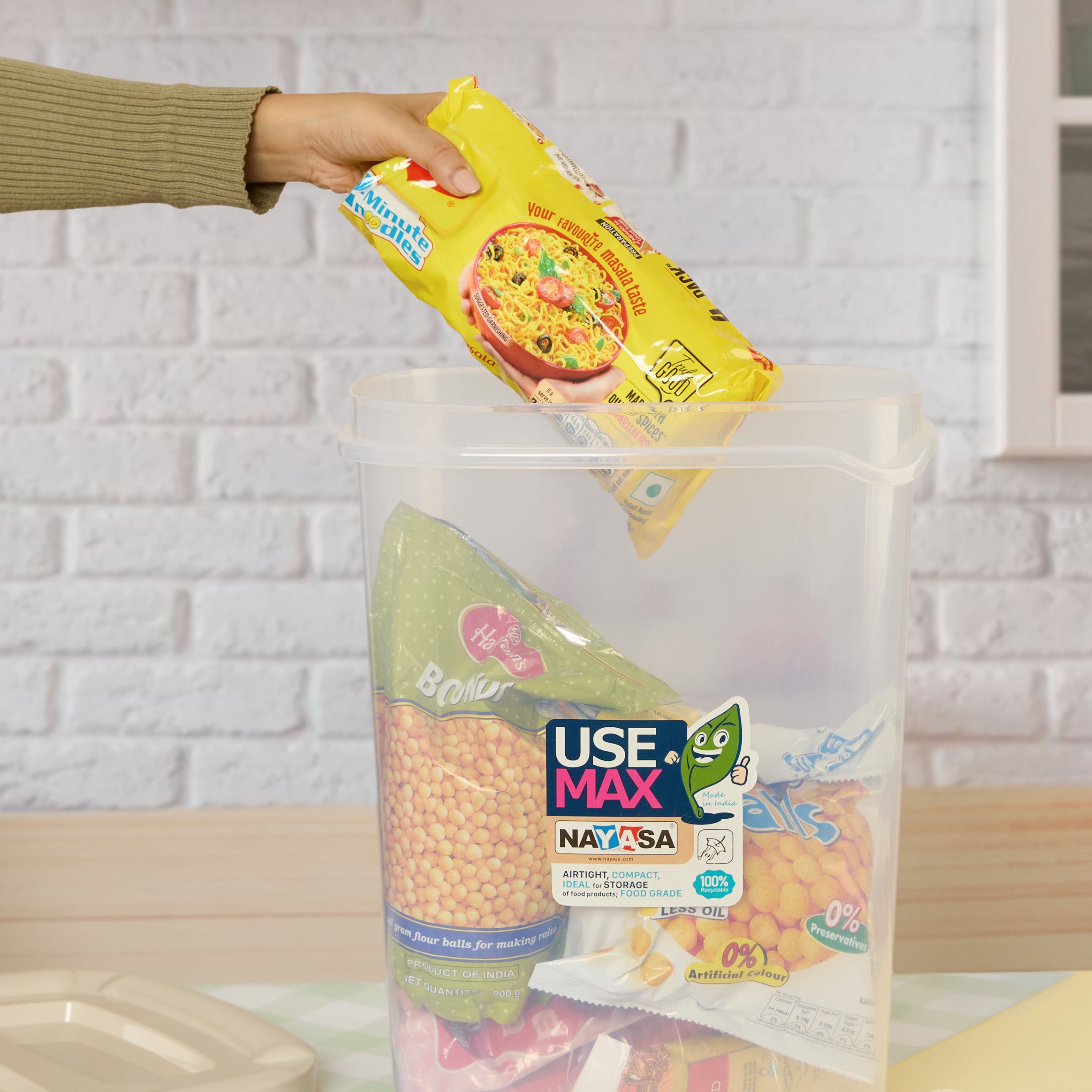 Use Max Food Storage Container, Set of 3 Beige / Combo ( 5 Ltr + 7.5 Ltr + 10 Ltr )