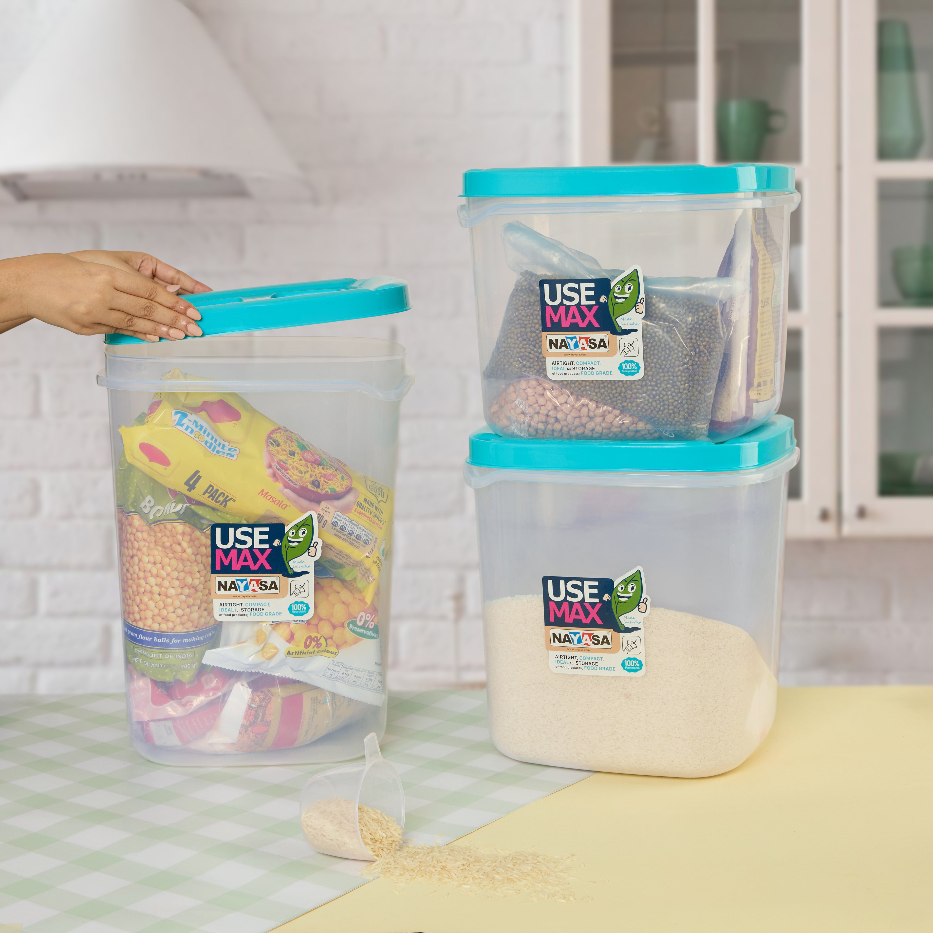Use Max Food Storage Container, Set of 3 Blue / Combo ( 5 Ltr + 7.5 Ltr + 10 Ltr )