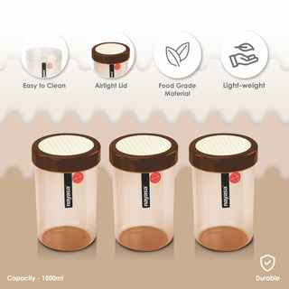 Retro Food Storage Container Brown / 1500 ml / Set of 3