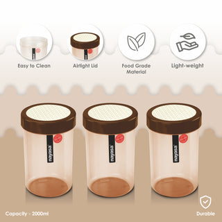 Retro Food Storage Container Brown / 2000 ml / Set of 3