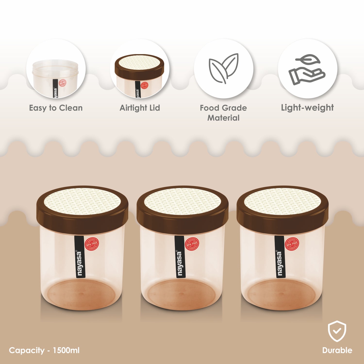 Retro Food Storage Container, 1500 ml Brown