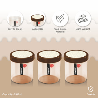 Retro Food Storage Container Brown / 2500 ml / Set of 3