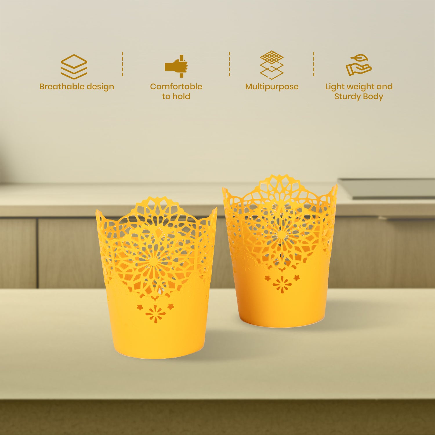 Lacy Tall, Set of 2 Yellow