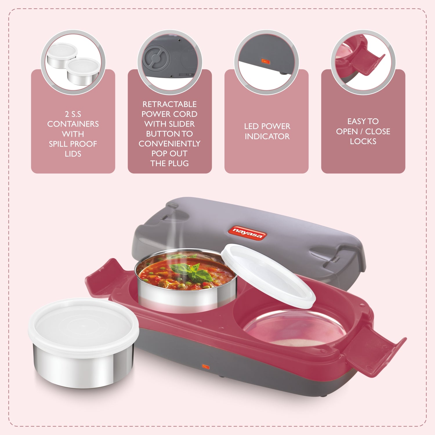 Quick Heat Lunch Box Maroon