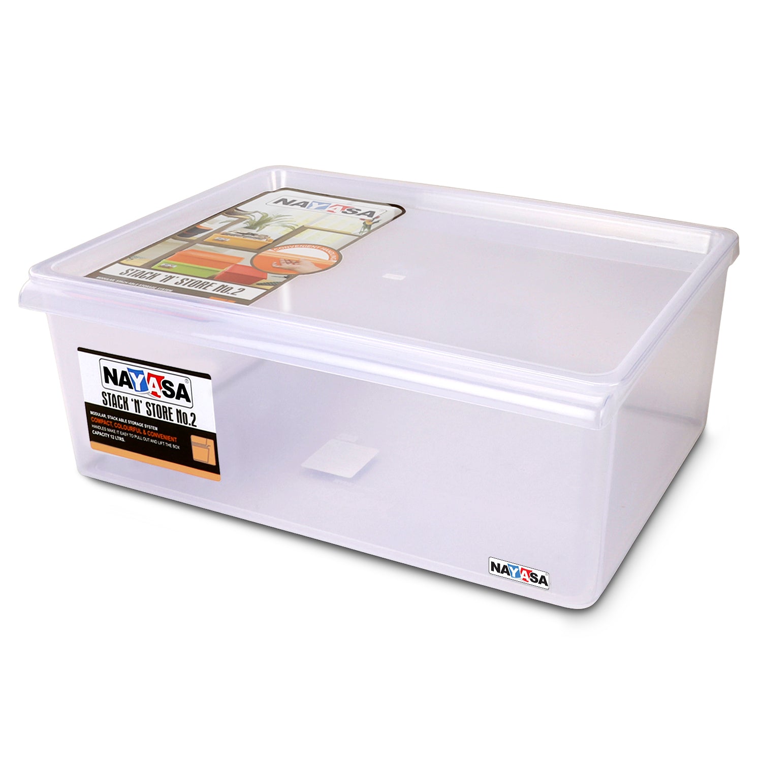 Stack N Store Storage Box, Transparent 12 Ltr / Set of 1