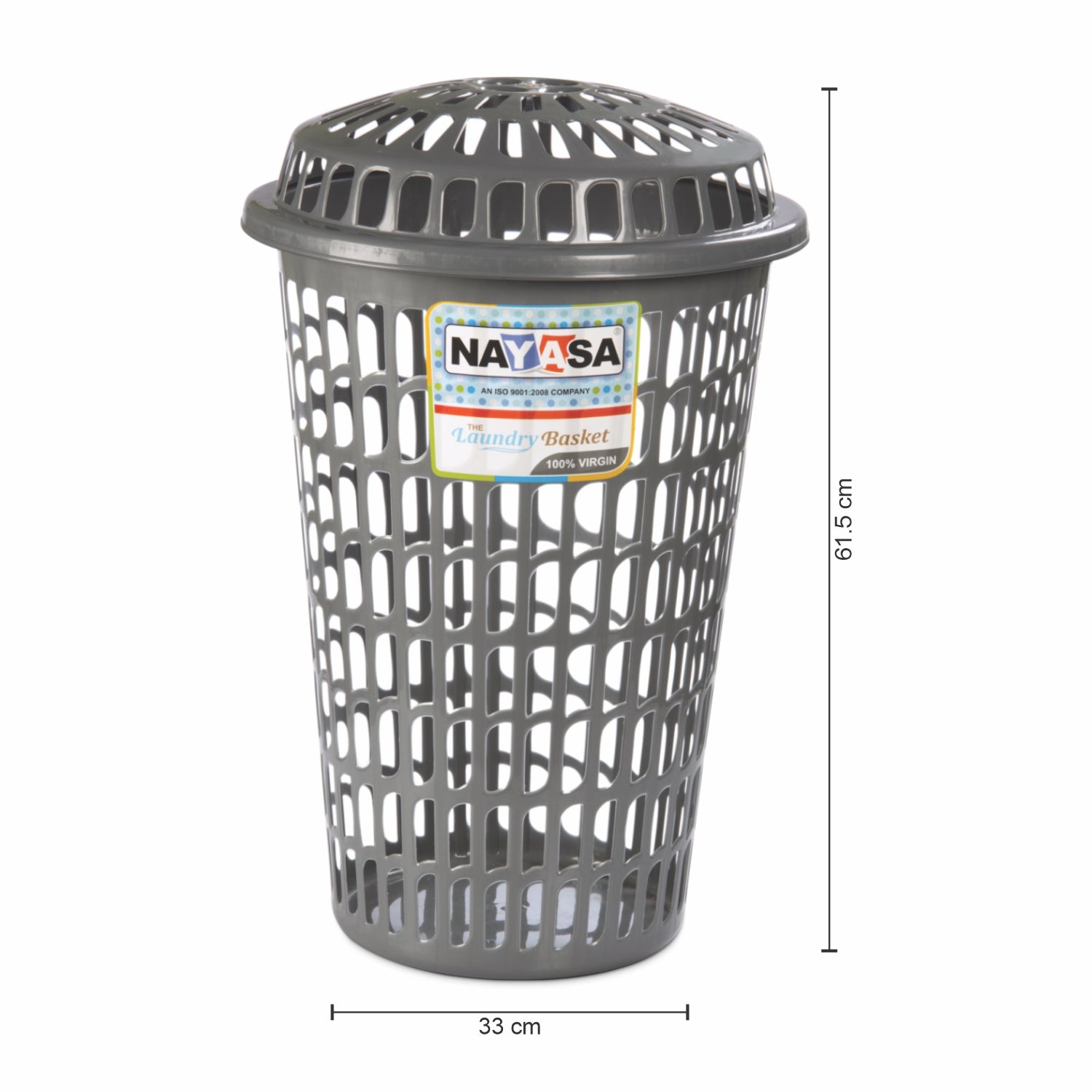 Round Laundry Basket 60 Ltr Grey