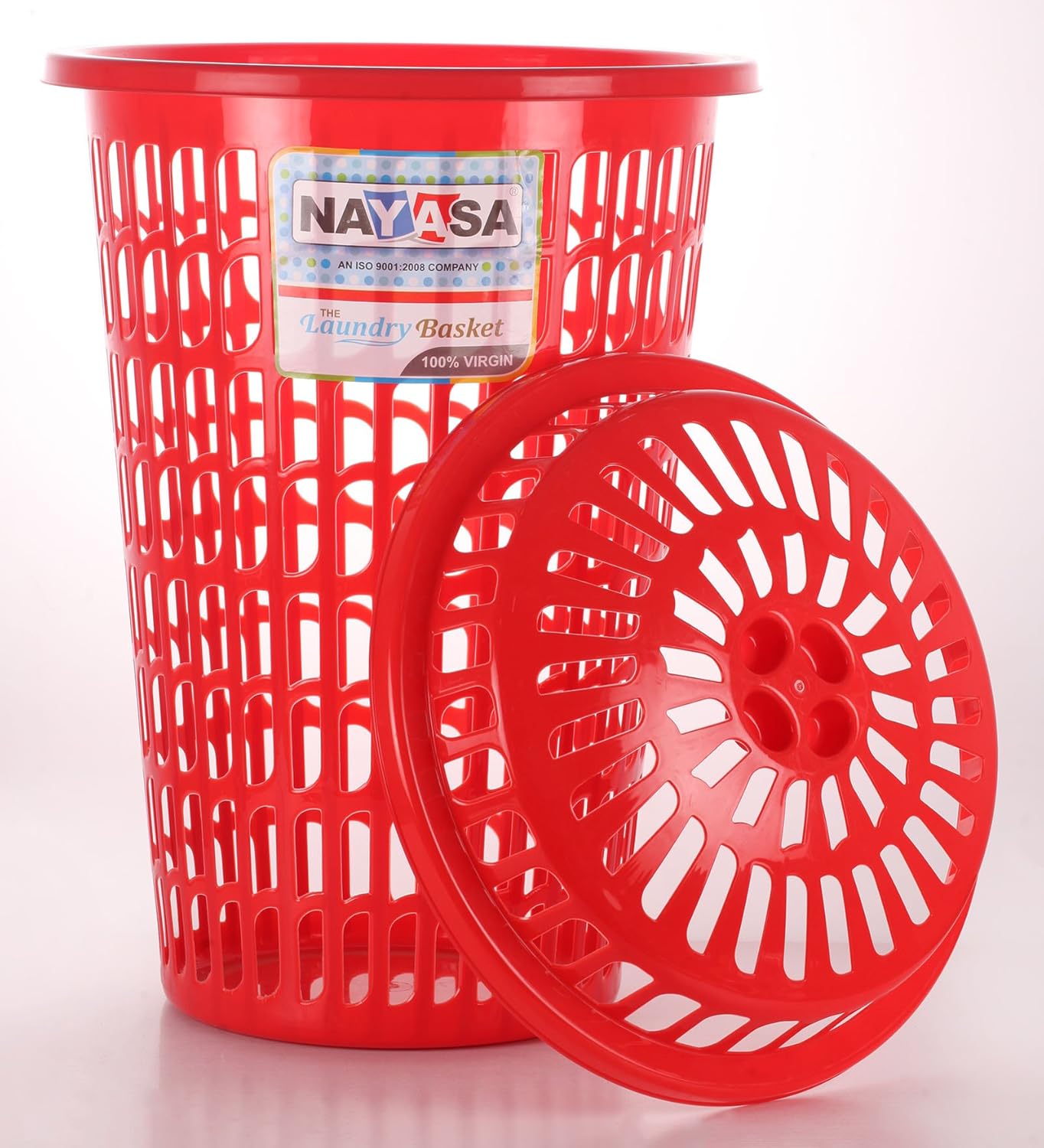 Round Laundry Basket 60 Ltr Red
