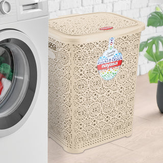 Flower Laundry Basket Khaki