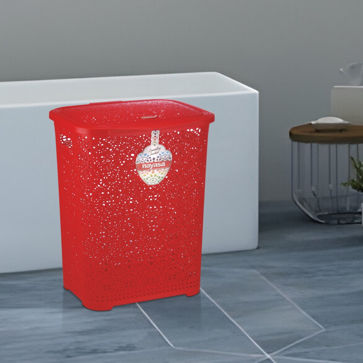 Flower Laundry Basket Red