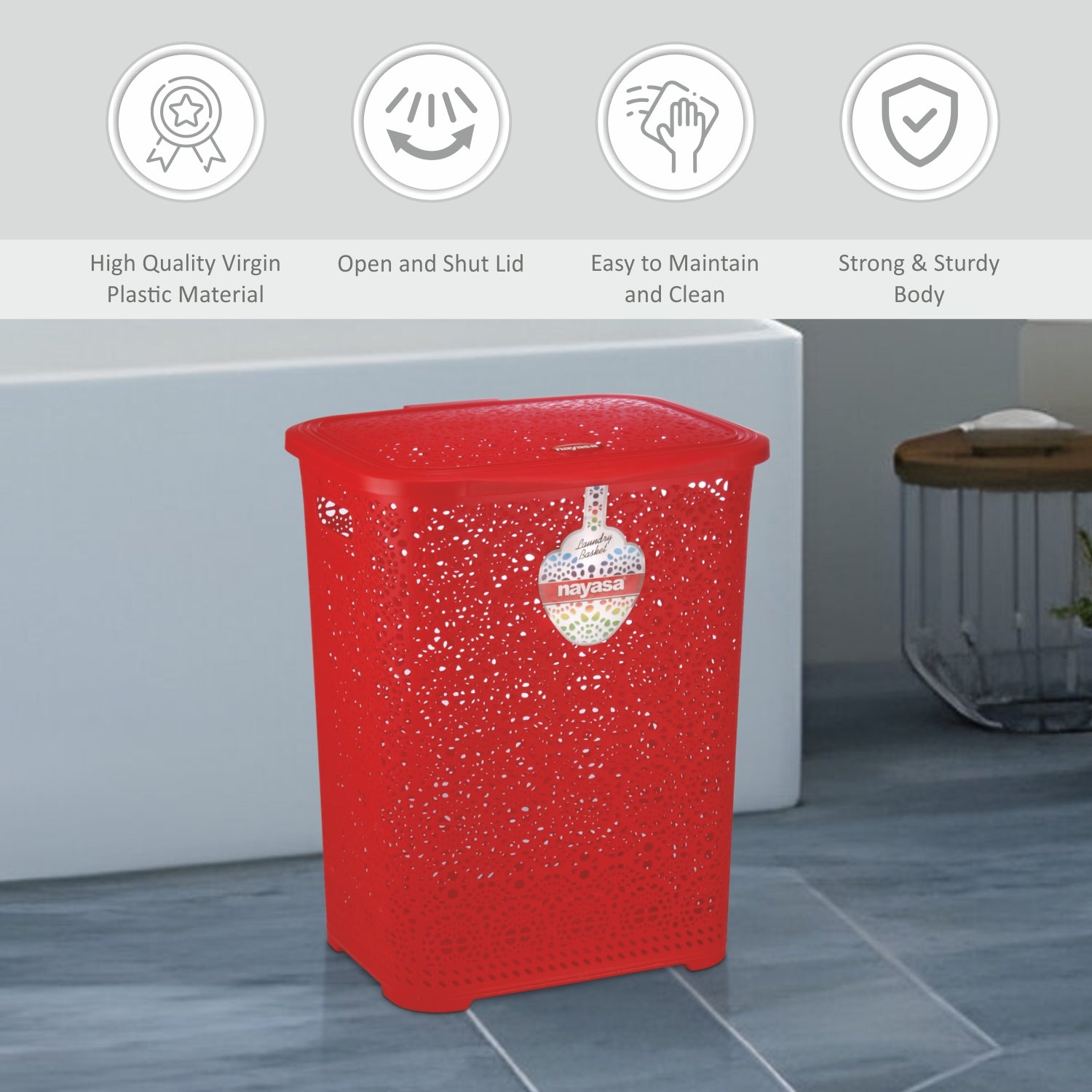 Flower Laundry Basket Red