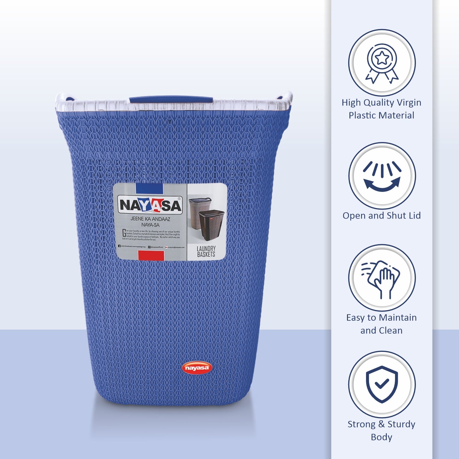 Rope Laundry Basket Blue / Big