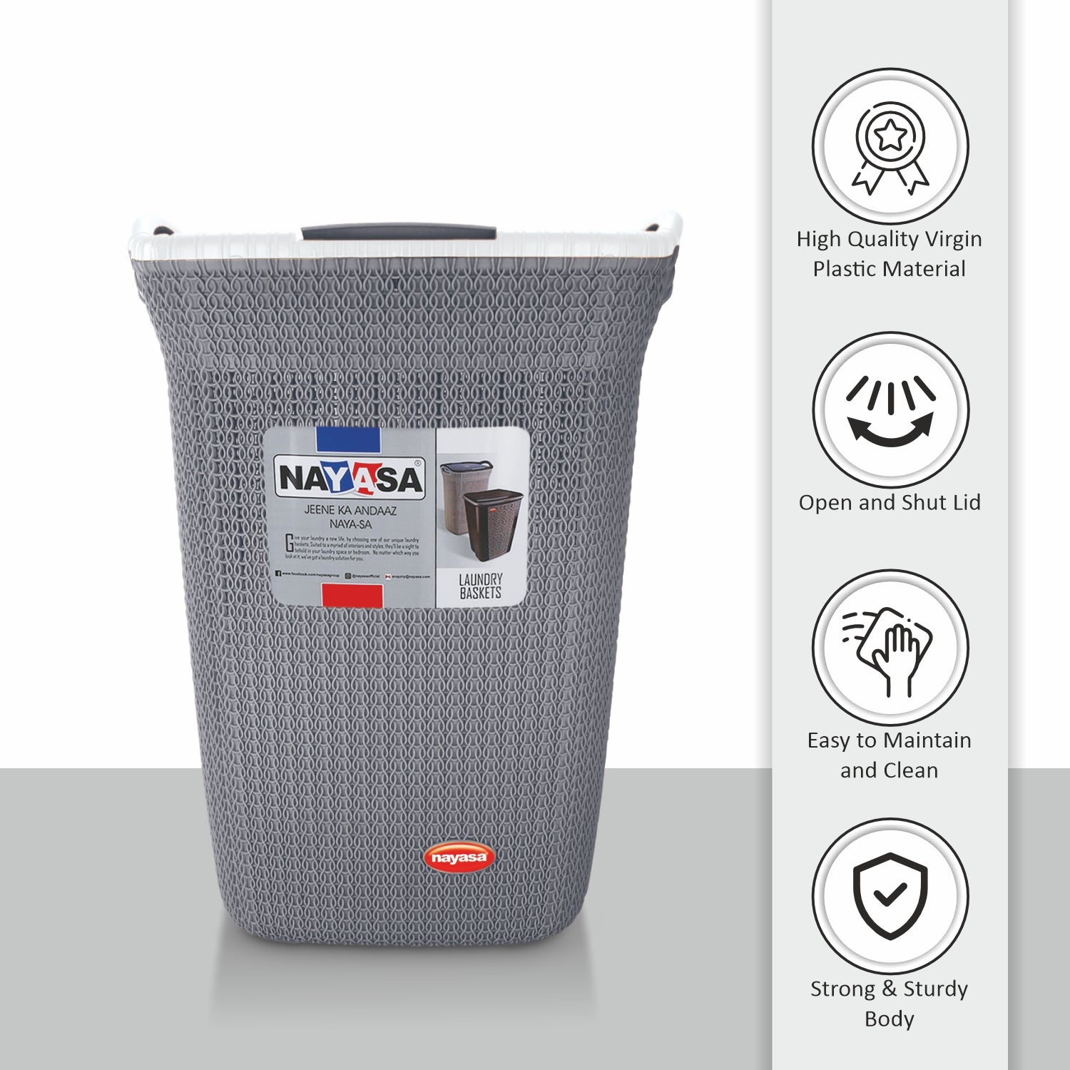 Rope Laundry Basket Grey / Big