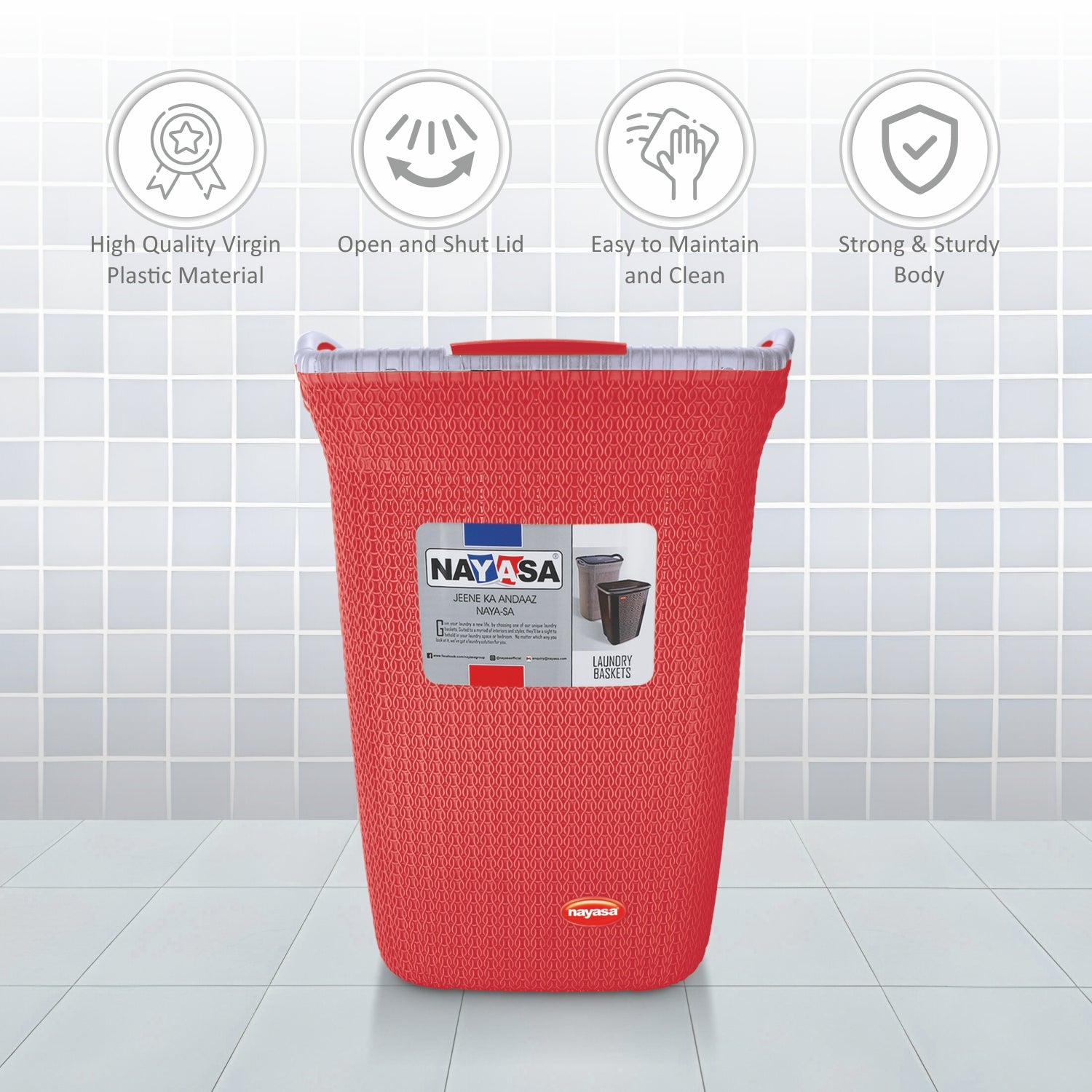 Rope Laundry Basket Maroon / Small