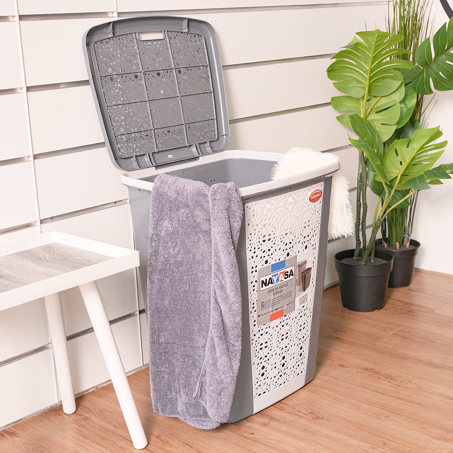 Flora Grande Laundry Basket Grey