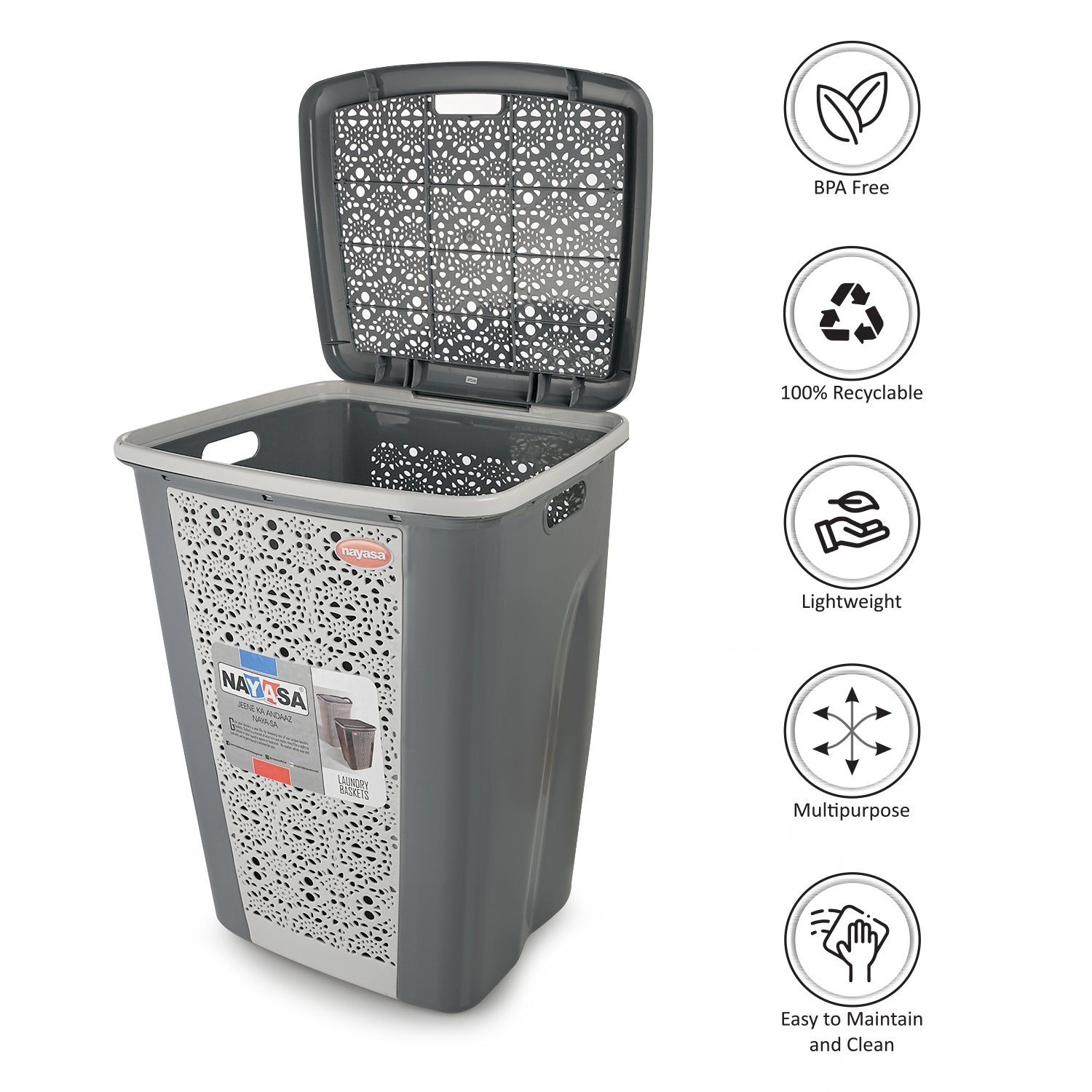 Flora Grande Laundry Basket Grey