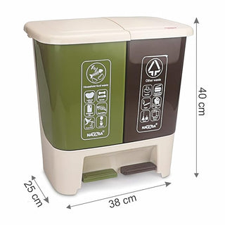2 In 1 Pedal Bin Bold Dustbin Brown & Green