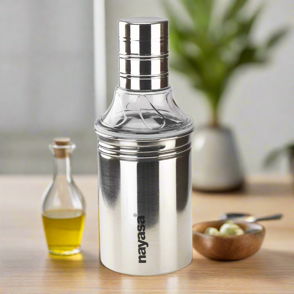 Easy Pour Oil Dispenser, Silver 500 ML
