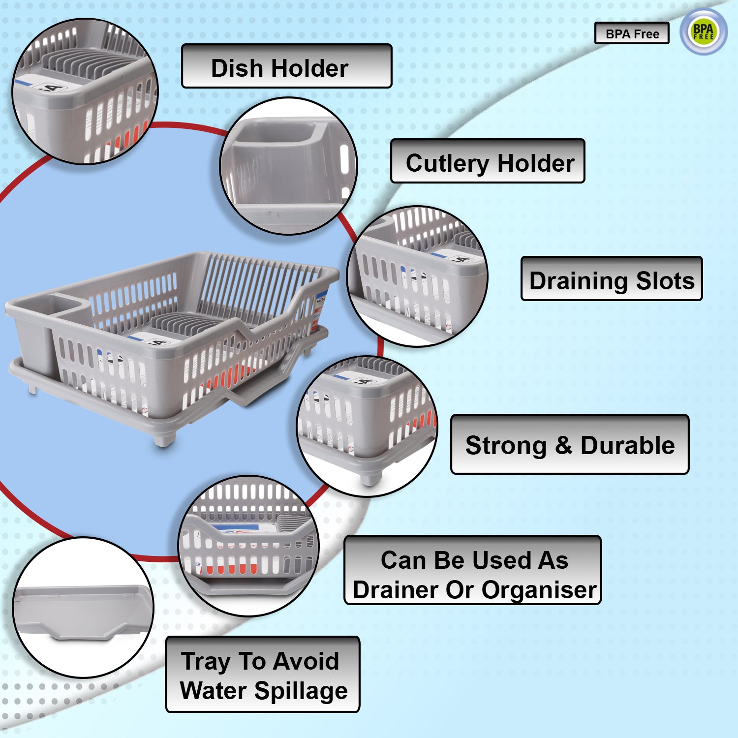Dimple Kitchen Tray Grey