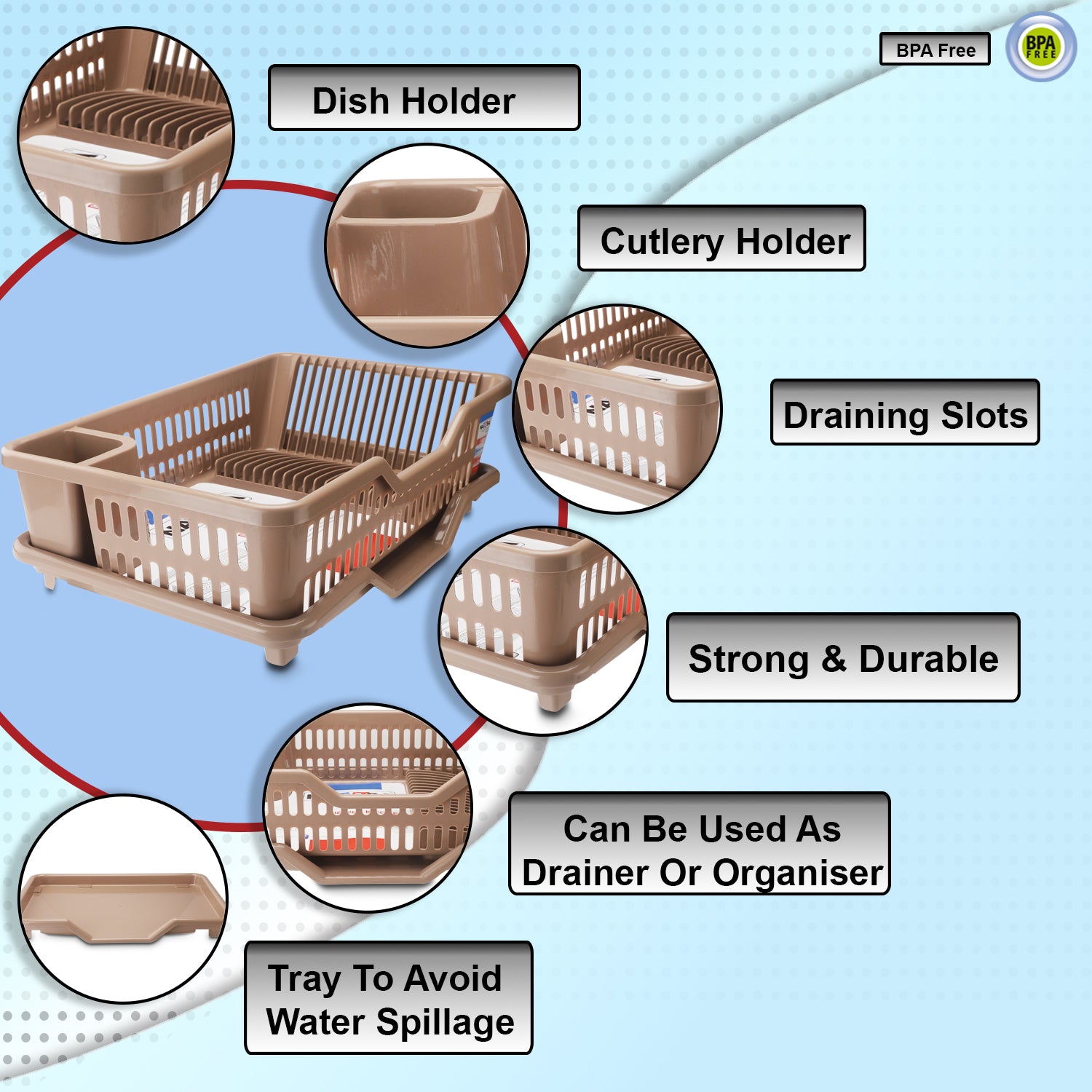 Dimple Kitchen Tray Brown