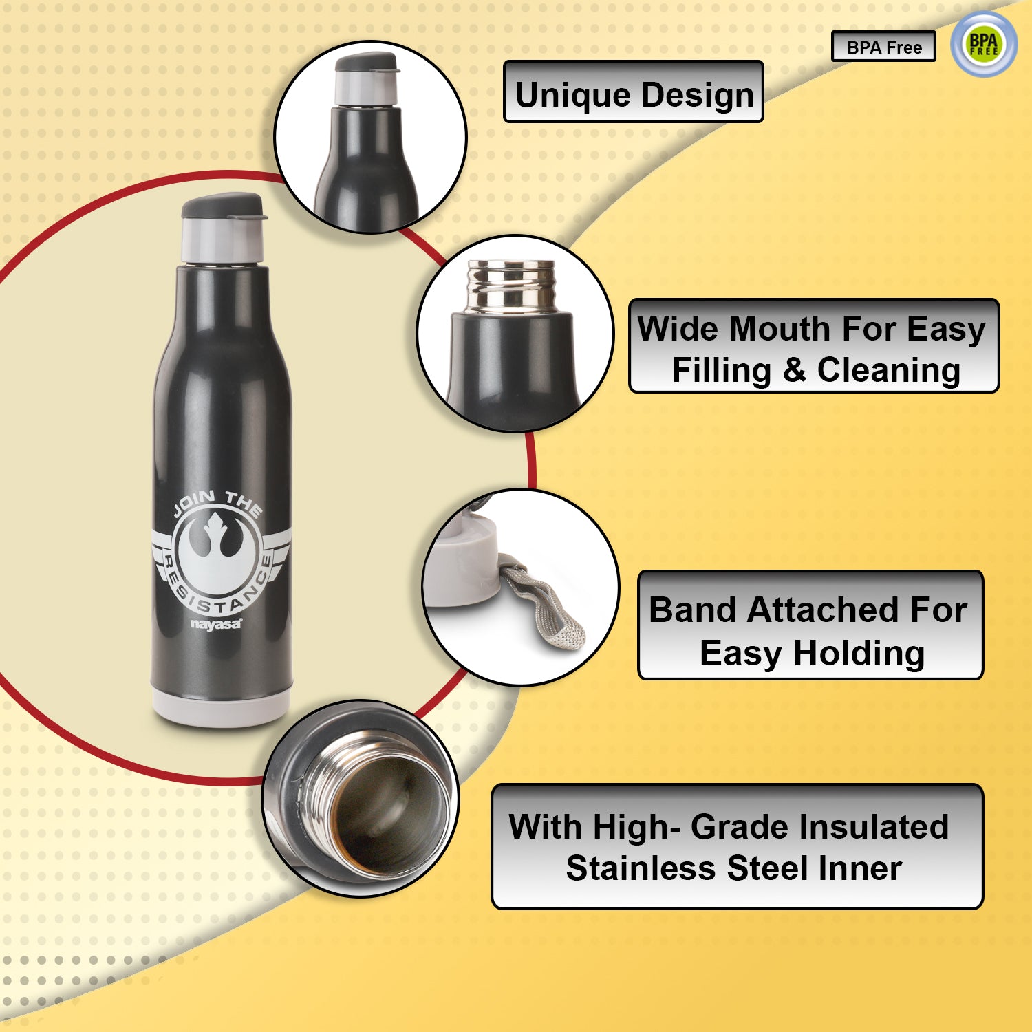 Quench Steel Water Bottle Grey