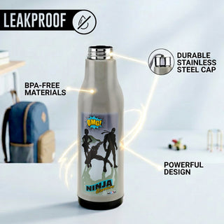 Whip 600 ML Cartoon Print Water Bottle with Steel Inner