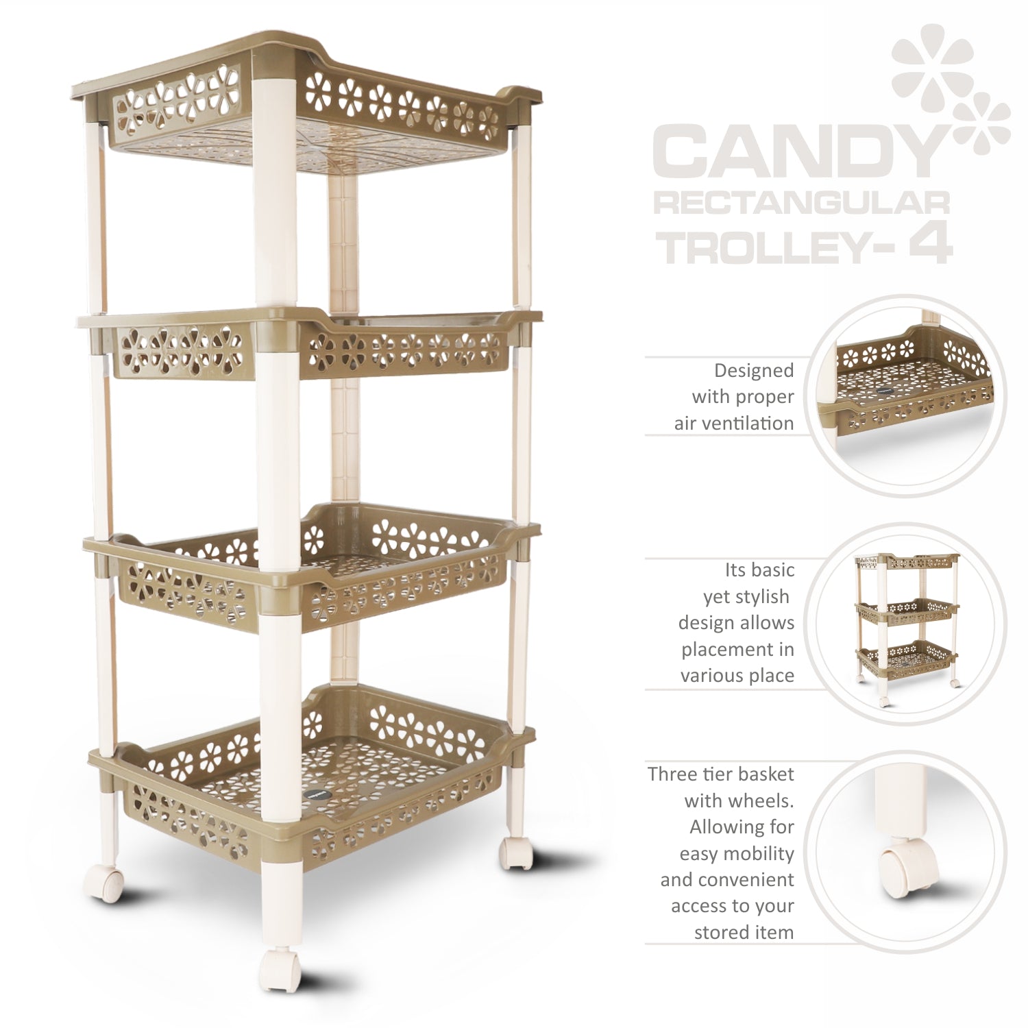 Candy Rectangular Trolley Green / 4 Layer