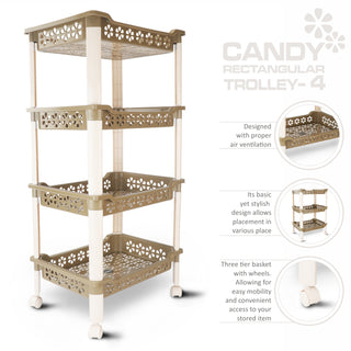 Candy Rectangular Trolley Green / 4 Layer