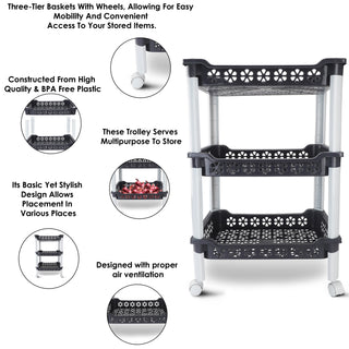 Candy Rectangular Trolley Grey / 3 Layer