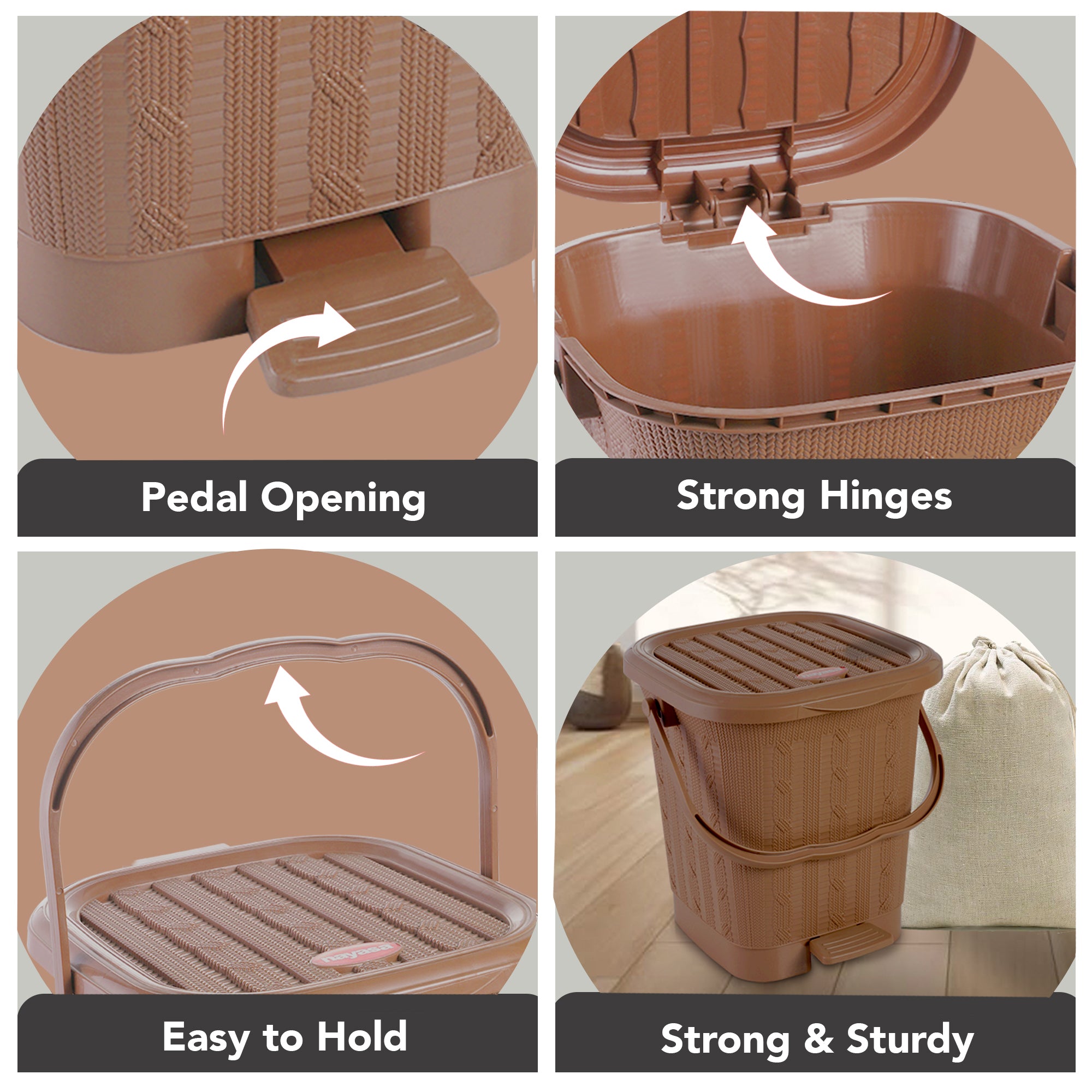 Mikado Table Top Dustbin Brown