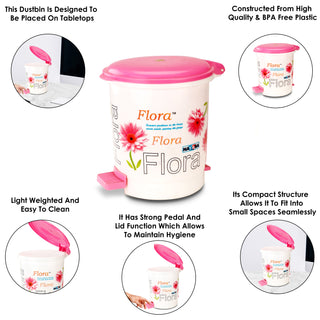 Cute Clean Dlx Table Top Dustbin, 2 Ltr Pink