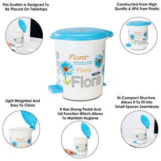 Cute Clean Dlx Table Top Dustbin, 2 Ltr Blue