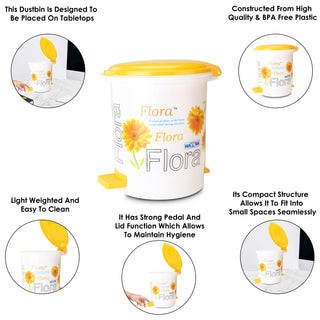 Cute Clean Dlx Table Top Dustbin, 2 Ltr Yellow