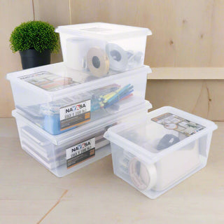 Stack N Store Storage Box, Transparent Combo ( 12 Ltr X 2 + 5 Ltr X 2) / Set of 4