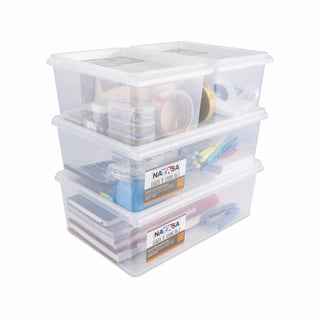 Stack N Store Storage Box, Transparent Combo ( 12 Ltr X 2 + 5 Ltr X 2) / Set of 4