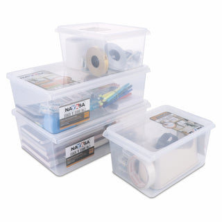 Stack N Store Storage Box, Transparent Combo ( 12 Ltr X 2 + 5 Ltr X 2) / Set of 4