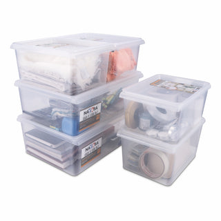 Stack N Store Storage Box, Transparent Combo ( 12 Ltr X 2 + 5 Ltr X 4) / Set of 6