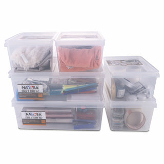 Stack N Store Storage Box, Transparent Combo ( 12 Ltr X 2 + 5 Ltr X 4) / Set of 6