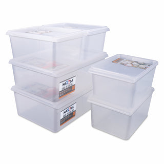 Stack N Store Storage Box, Transparent Combo ( 12 Ltr X 2 + 5 Ltr X 4) / Set of 6
