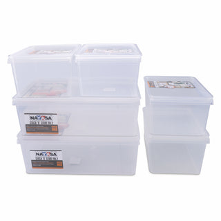 Stack N Store Storage Box, Transparent Combo ( 12 Ltr X 2 + 5 Ltr X 4) / Set of 6