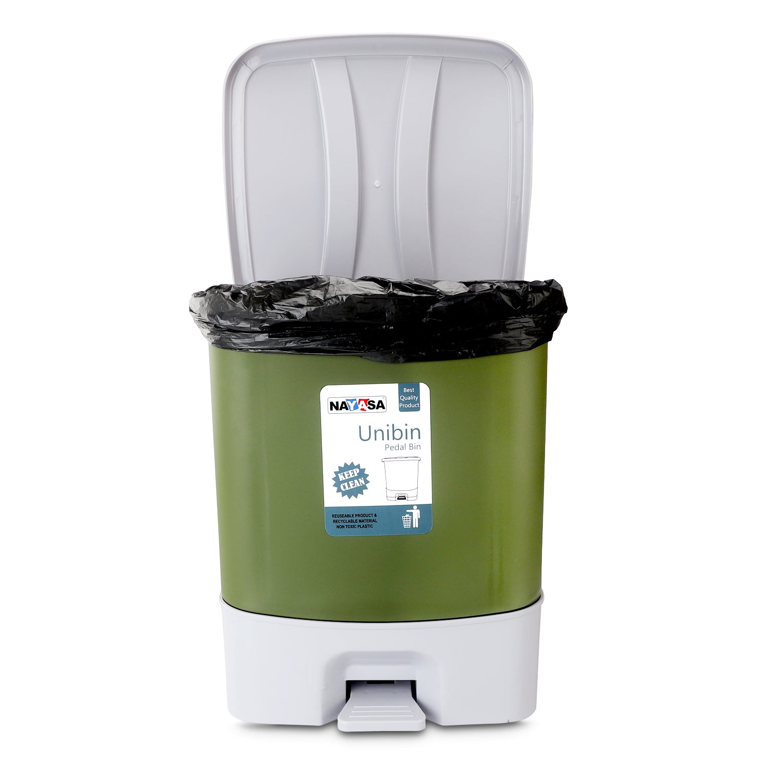 Unibin Square Dustbin Green / 33 Ltrs