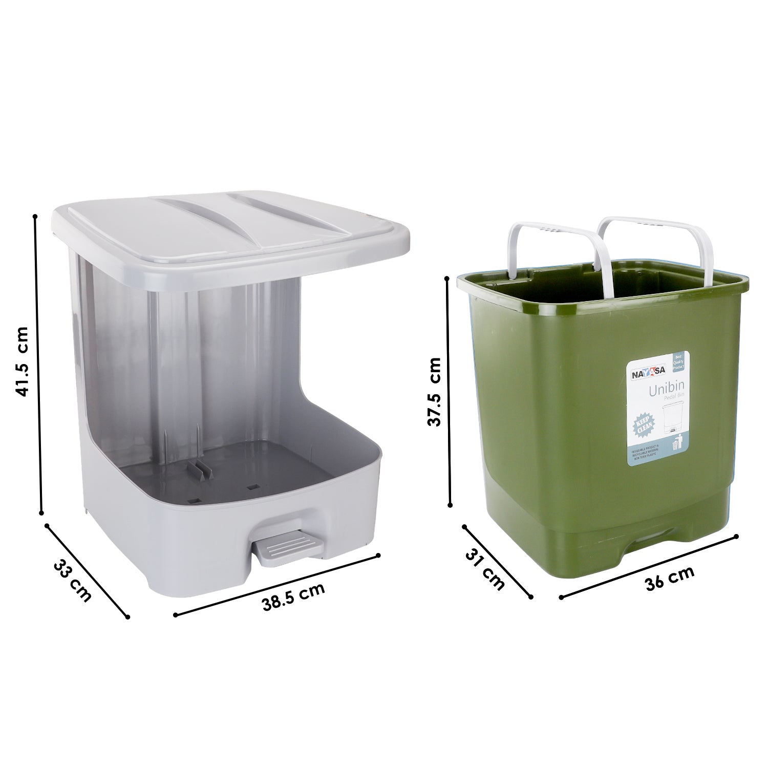 Unibin Square Dustbin Green / 33 Ltrs