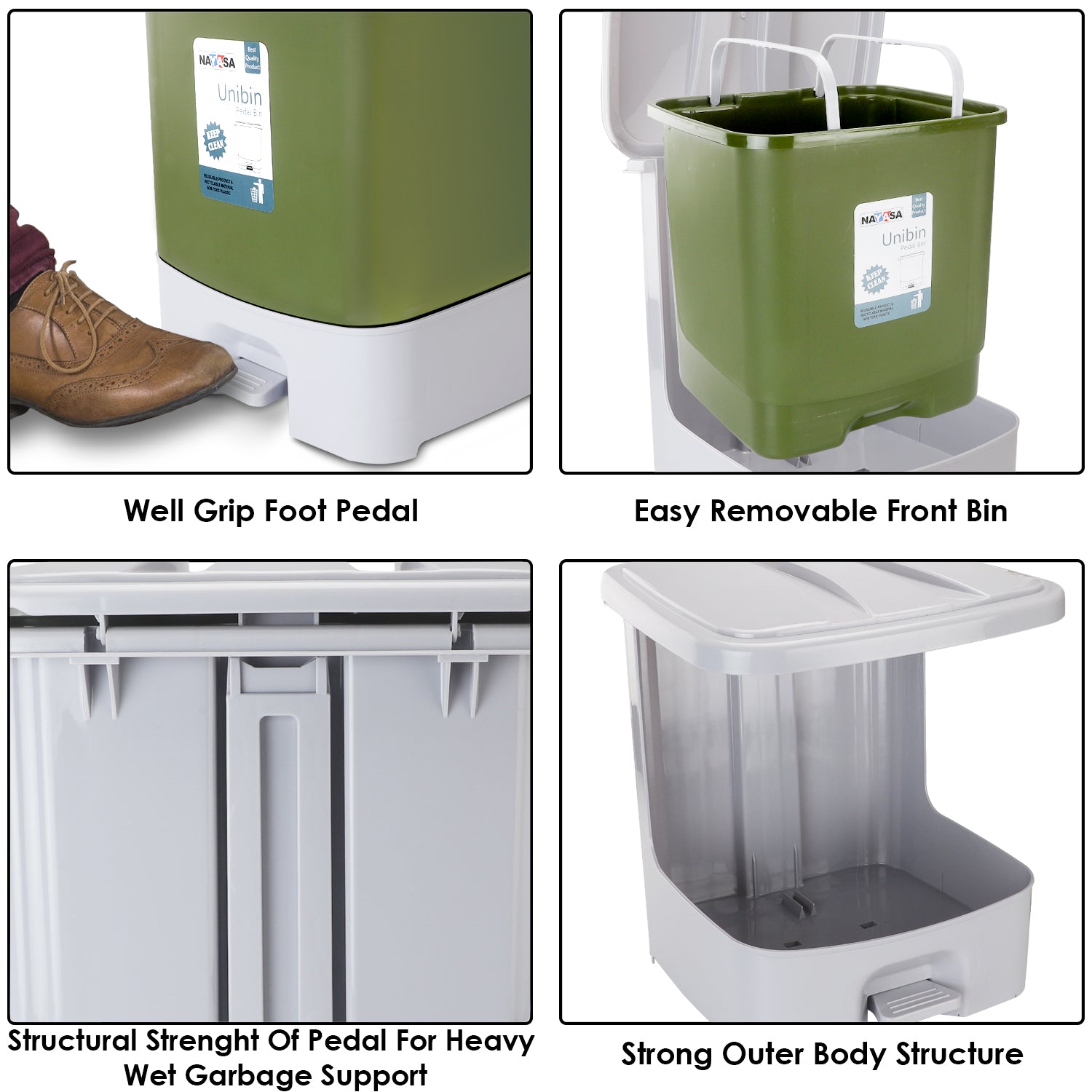 Unibin Square Dustbin Green / 33 Ltrs